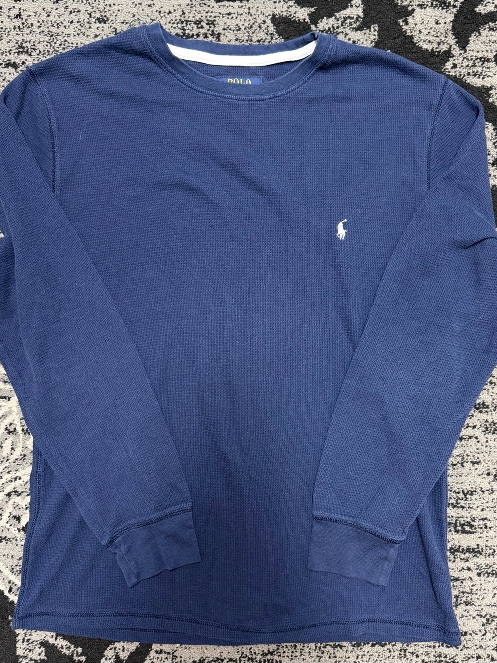 Polo by Ralph Lauren Navy Crewneck Waffle Knit Sweater